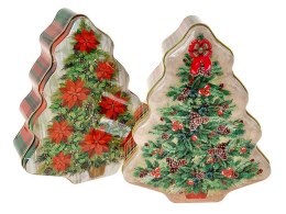 Pudełko na prezent pojemnik metalowy - choinka, otwierana, z zawieszką [mm:] 180x150x 60 Adar (598898)