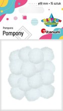 Pompony Craft-Fun Series białe 15 szt Titanum