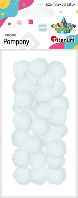 Pompony Craft-Fun Series białe 30 szt Titanum
