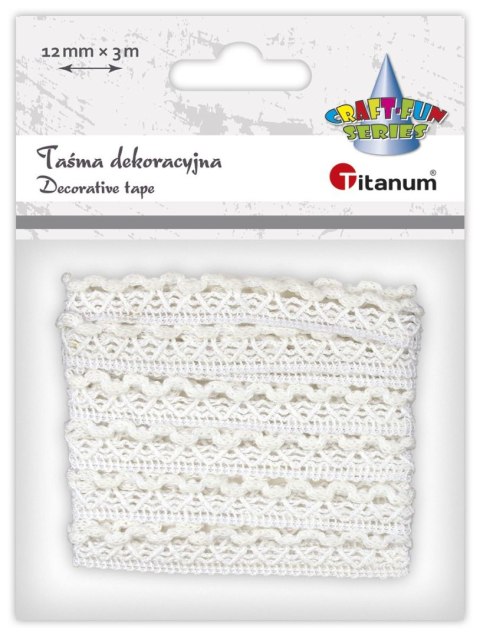 Wstążka Craft-Fun Series Koronka 12x3 [mm x m] biała Titanum (24BR0201)