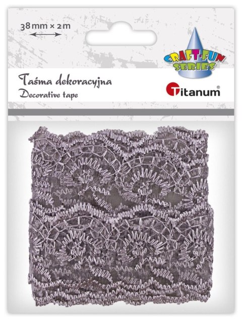 Wstążka Craft-Fun Series Koronka 38x2 [mm x m] szara Titanum (24BR0201-77(G))