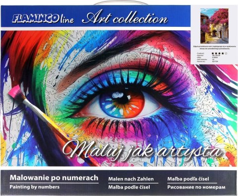 Zestaw kreatywny Malowanie po numerach 40x50cm Uliczka z kwitnącymi drzewami Flamingo Line (fys055)