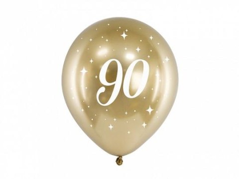 Balon gumowy 90 urodziny złoty 300mm Partydeco (CHB14-1-90-019-6)