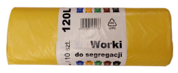 Worki na śmieci żółte 120 L 10 szt. do segregacj1