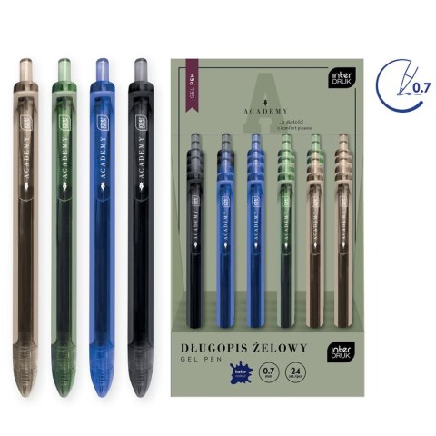 Długopis żelowy ACADEMY 0,7mm wkład niebieski 1,0mm Interdruk (5902277346759)