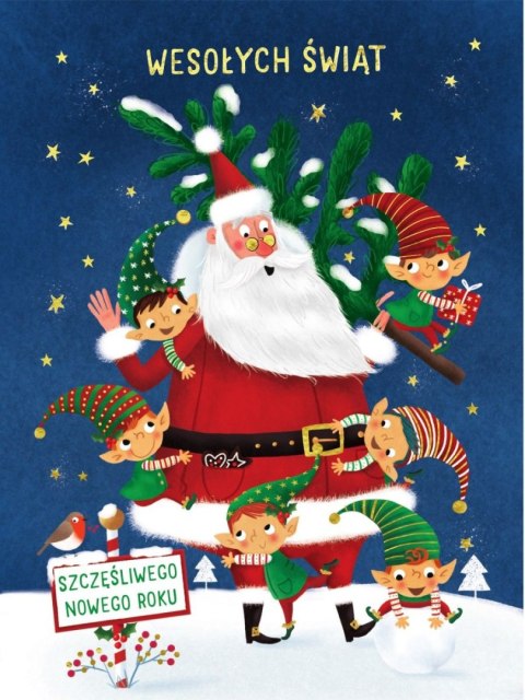 Kartka składana BN 21 Mikołaj z Elfami B6 Henry