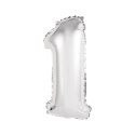Balon foliowy cyfra 1 srebrny 35 cm 16cal Godan (FG-C35S1)