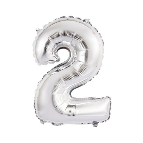 Balon foliowy cyfra 2 srebrny 35 cm 16cal Godan (FG-C35S2)