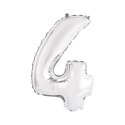 Balon foliowy cyfra 4 srebrny 35 cm 16cal Godan (FG-C35S4)