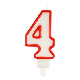Świeczka urodzinowa numer 4 biała/czerwona Arpex (DS0118CZE-4-9906)
