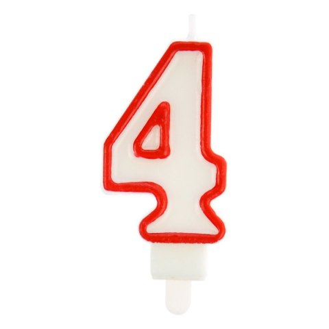 Świeczka urodzinowa numer 4 biała/czerwona Arpex (DS0118CZE-4-9906)