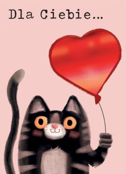 Kartka składana B6 Karnet B6 Walentynki KOT Z BALONEM Henry (5905701487547)