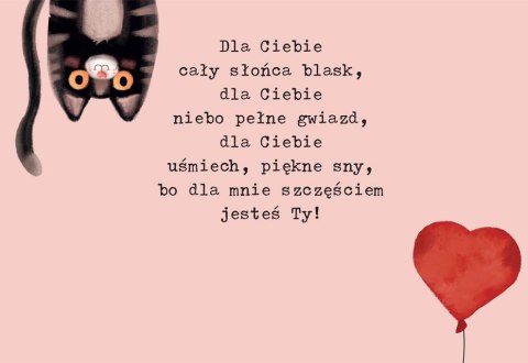 Kartka składana B6 Karnet B6 Walentynki KOT Z BALONEM Henry (5905701487547)