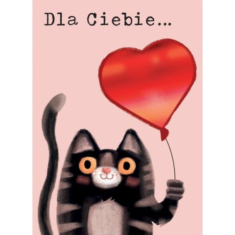 Kartka składana B6 Karnet B6 Walentynki KOT Z BALONEM Henry (5905701487547)
