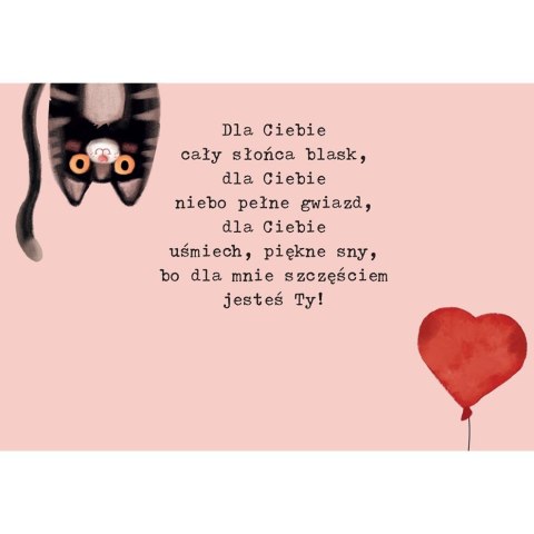 Kartka składana B6 Karnet B6 Walentynki KOT Z BALONEM Henry (5905701487547)