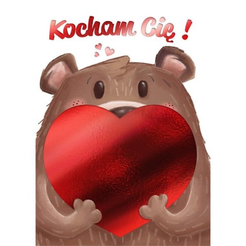 Kartka składana B6 Karnet B6 Walentynki MISIEK Henry (5905701487516)