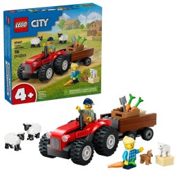 Klocki konstrukcyjne City Czerwony traktor z przyczepą i owcą Lego (60461)