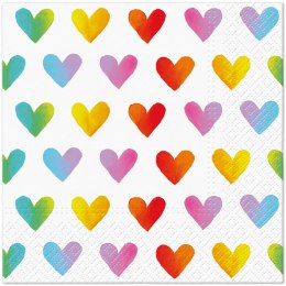 Serwetki TaT Rainbow Hearts mix bibuła [mm:] 330x330 Paw (TL127200)