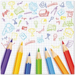 Serwetki Lunch Funny School mix nadruk bibuła [mm:] 330x330 Paw (SDL147500)