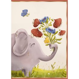 Kartka składana KARNET B8 słoń z bukietem Henry (5905701484287)