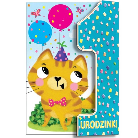 Kartka składana Karnet A5 z klapką roczek kotek A5 Henry (5905701487868)