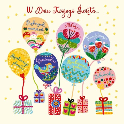 Kartka składana kw Karnet KW BALONOWE ŻYCZENIA Henry (5905701484126)