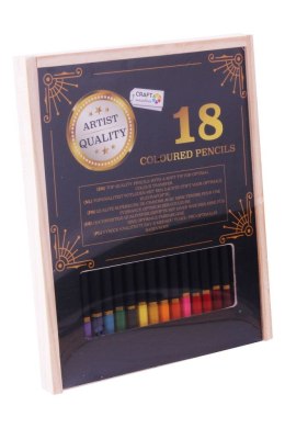 Kredki ołówkowe w drewnianym pudełku 18 kol. Grafix