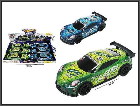 Samochód sportowy PVC 20cm ze światłem i z dźwiękiem 2-kolory Hipo (H13769)