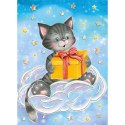 Kartka składana B6 KOT Z PREZENTEM B6 Henry (5905701480272)