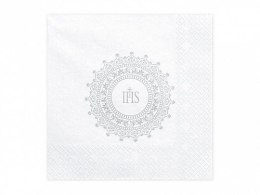 Serwetki Komunijne IHS srebrny papier [mm:] 330x330 Partydeco (SP33-63-018)
