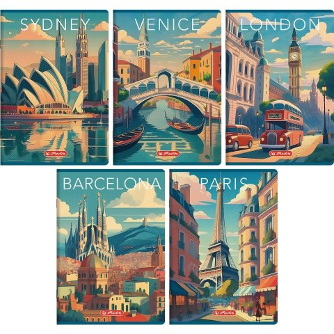 Zeszyt Retro City A5 60k. 70g krata Herlitz (400196845)