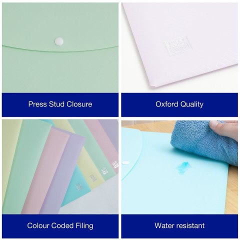 Teczka plastikowa na zatrzask Urban kopertowa pastel A4 mix 300 mic. Oxford (400187613)