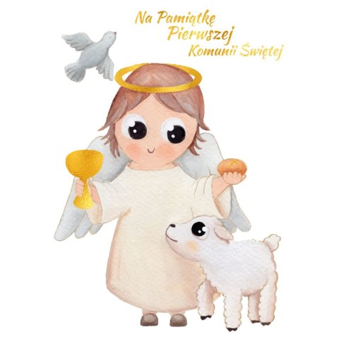 Kartka składana B6 B6 KOMUNIA ANIOŁ Henry (5907465660273)