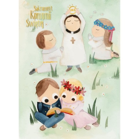 Kartka składana B6 KARNET B6 KOMUNIA Łąka Henry (5907465660303)