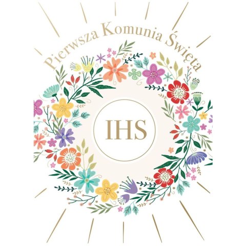 Kartka składana B6 KARNET B6 KOMUNIA ZK KWIATY Henry (5907465661386)