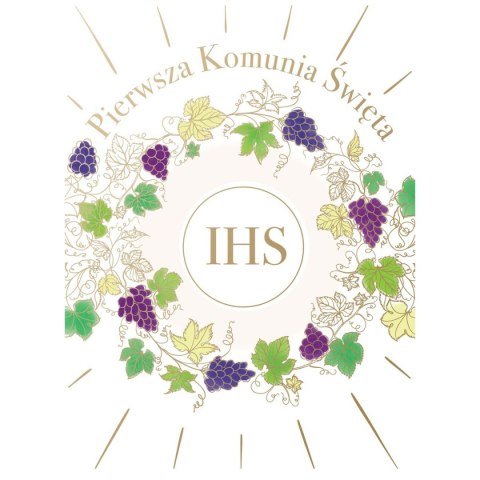 Kartka składana B6 KARNET B6 KOMUNIA ZK WINOGRONA Henry (5907465661393)