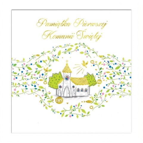 Kartka składana kw KARNET KW KOMUNIA TŁ KOSCIÓŁ ZŁOTY Henry (5907465664998)