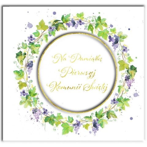 Kartka składana kw KARNET KW KOMUNIA Wianek Wino Henry (5907465664868)