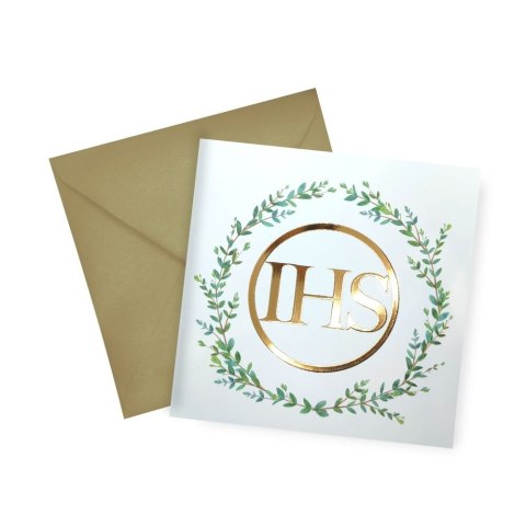 Kartka składana kw Karnet KW Komunia Liscie 3D Henry (5907465663229)