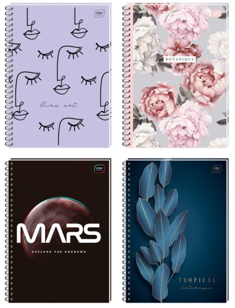 Kołozeszyt (kołonotatnik) A4 120k. krata+linia Interdruk (KOŁOZA4120HYB)