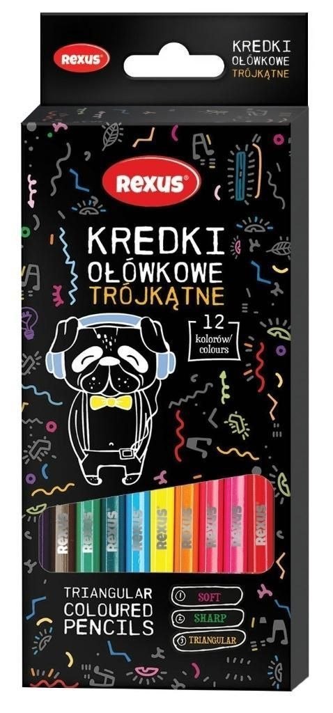 Kredki ołówkowe Rexus Teens trójkątne 12 kol. Rexus