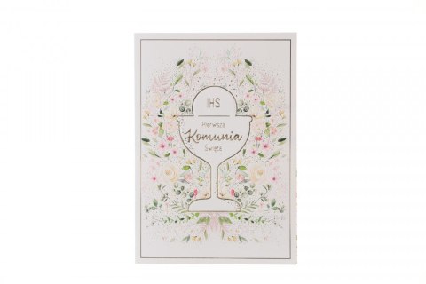 Kartka składana A5 A5 KOMUNIA KIELICH W KWIATACH Henry (5905701485925)