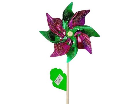 Wiatrak brokatowy, śr. 24cm, trzonek drewniany 45 cm Adar (591776)