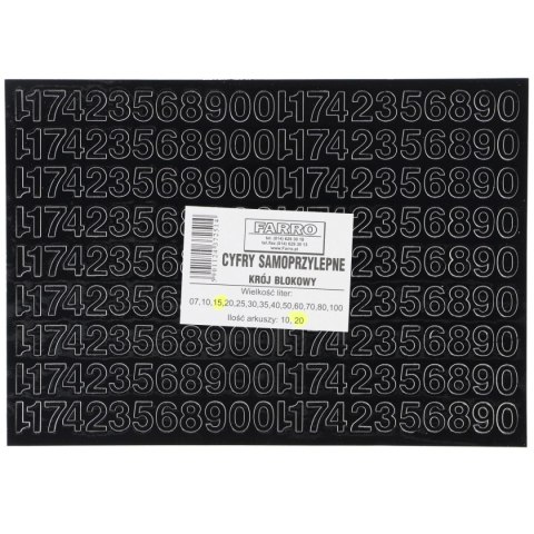 Cyfry samoprzylepne czarne Farro