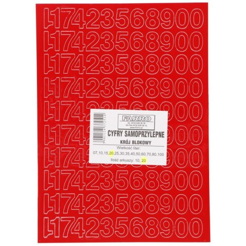 Cyfry samoprzylepne czerwone Farro