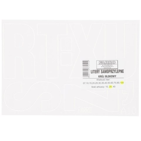 Litery samoprzylepne biały Farro