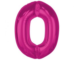 Balon foliowy Smart cyfra 0, różowa, 92 cm Godan (CH-S9R0)