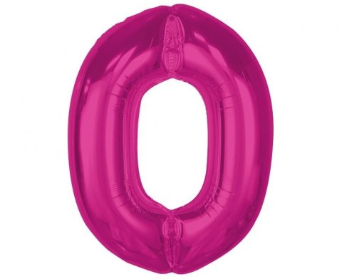 Balon foliowy Smart cyfra 0, różowa, 92 cm Godan (CH-S9R0)