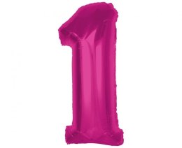 Balon foliowy Smart cyfra 1, różowa, 92 cm Godan (CH-S9R1)