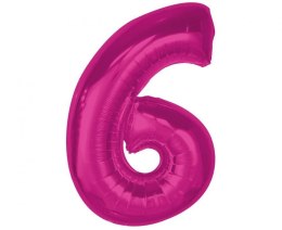 Balon foliowy Smart cyfra 6, różowa, 92 cm Godan (CH-S9R6)